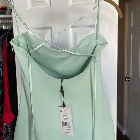 Mint green midi Cinq a Sept dress with side slit - Picture 5 of 11